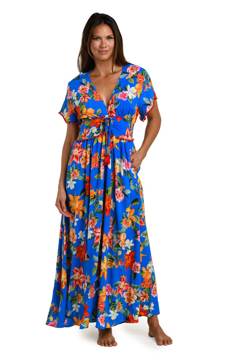 La Blanca Modern Maxi Cover-Up Dress, Alternate, color, Blue Multi