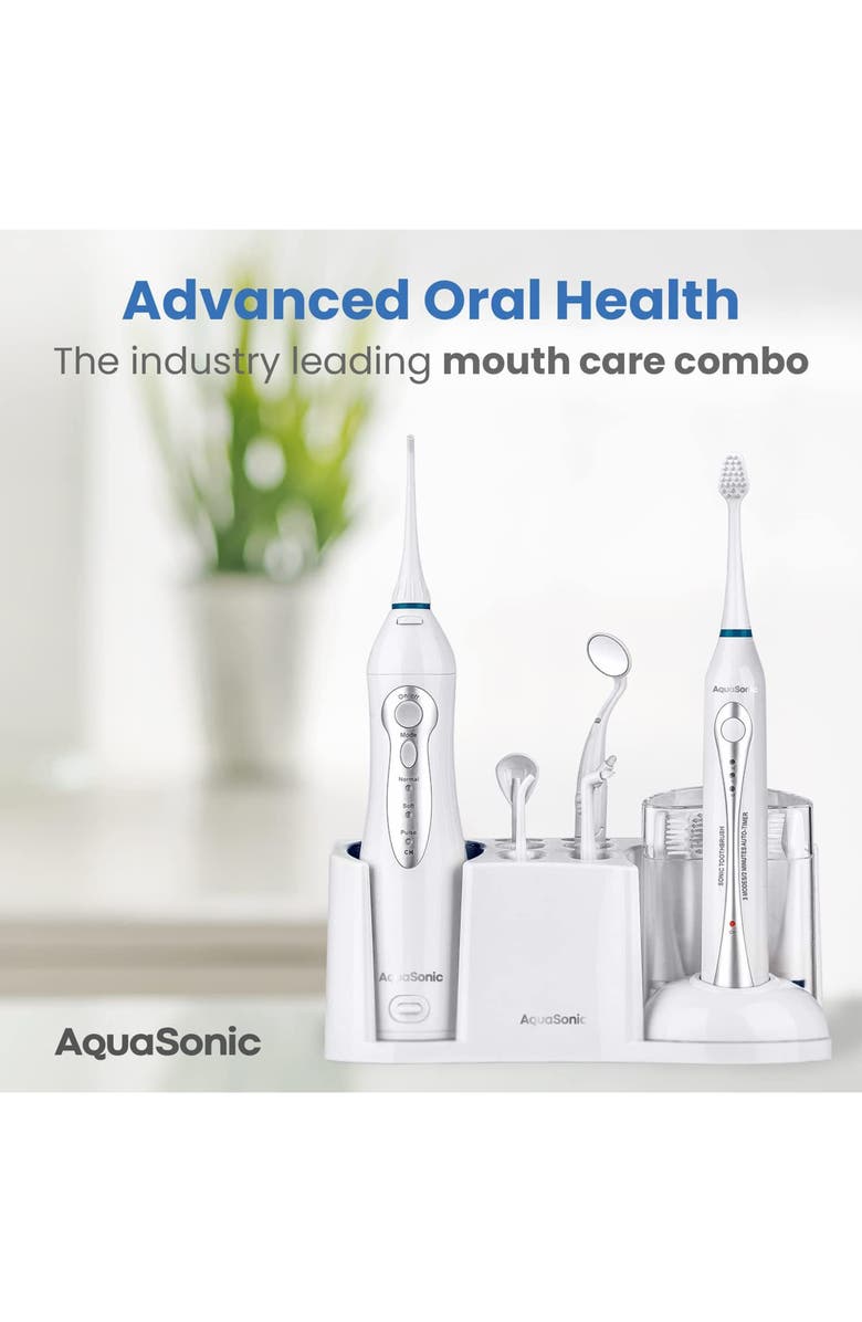 AQUASONIC Home Dental Center Ultra Sonic Rechargeable Electric Toothbrush & Smart Water Flosser, Alternate, color,