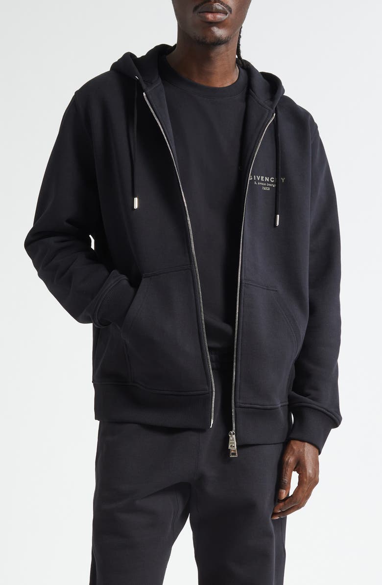 Givenchy Regular Fit Zip Hoodie, Main, color, Black