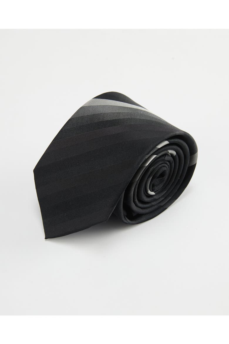 Gradient Striped Silk Jacquard Tie, Main, color, Charcoal