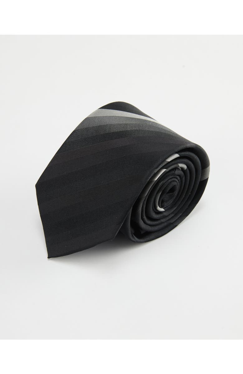 Knottery & Co Gradient Striped Silk Jacquard Tie, Main, color, Charcoal