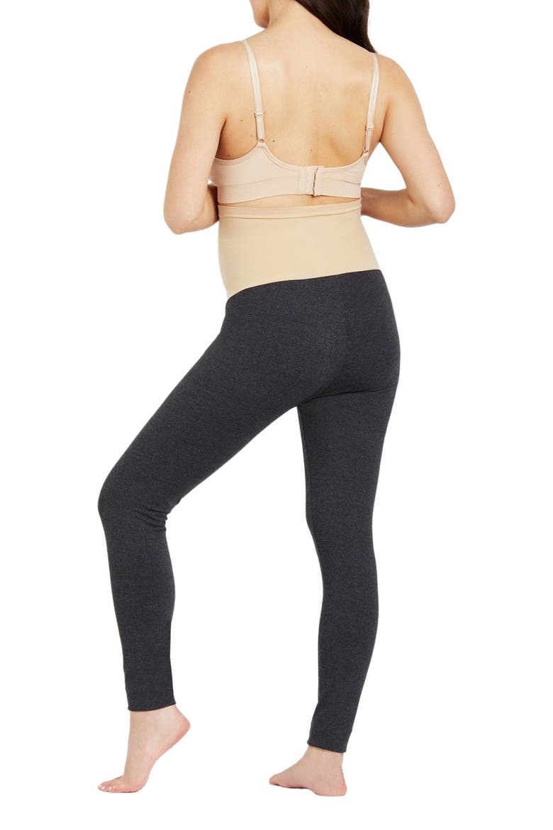 Essential Stretch Secret Fit Over the Belly Maternity Leggings, Alternate, color, Black & Charcoal