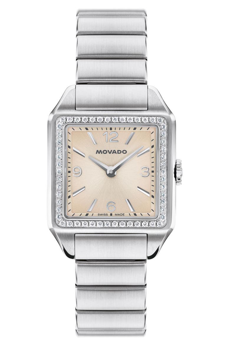 The Heritage 1917 Lab Grown Diamond Bezel Bracelet Watch, 25mm x 34mm, Main, color, SILVER/ GOLD