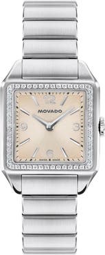 Movado The Heritage 1917 Lab Grown Diamond Bezel Bracelet Watch, 25mm x 34mm