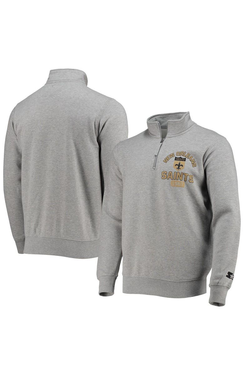 STARTER Men's Starter Gray New Orleans Saints Throwback Heisman Quarter-Zip Jacket, Main, color, 