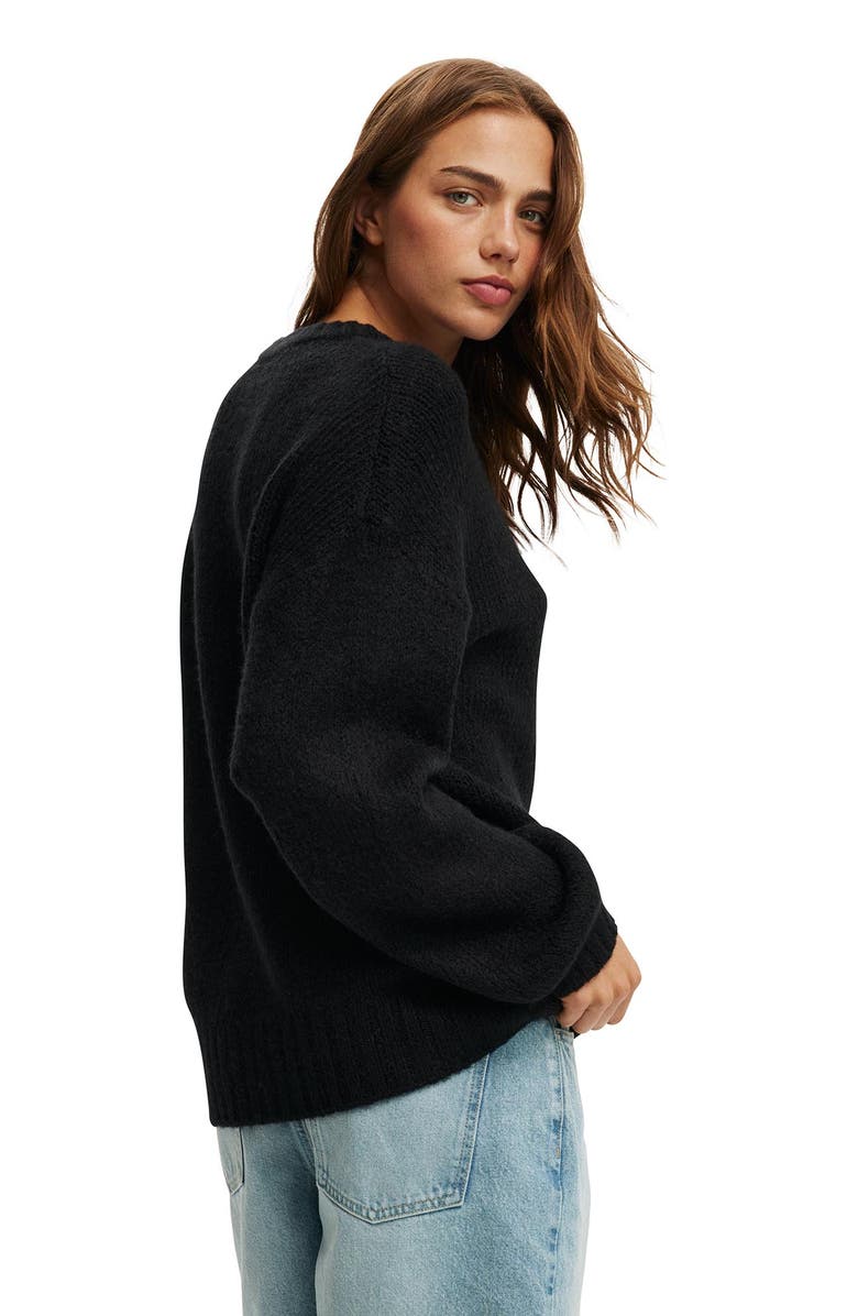 Cotton On Women's Luxe Crew Sweater, Alternate, color, Black