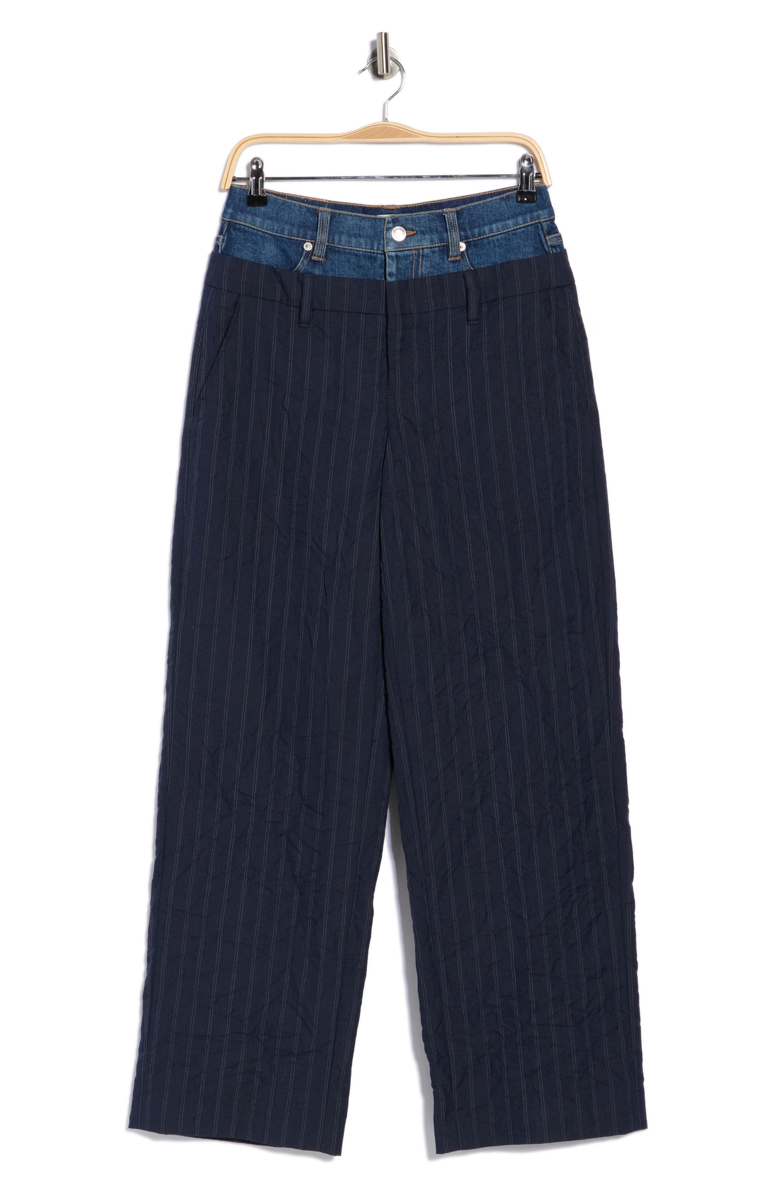 Ophelia Double Waistband Pinstripe Wide Leg Pants