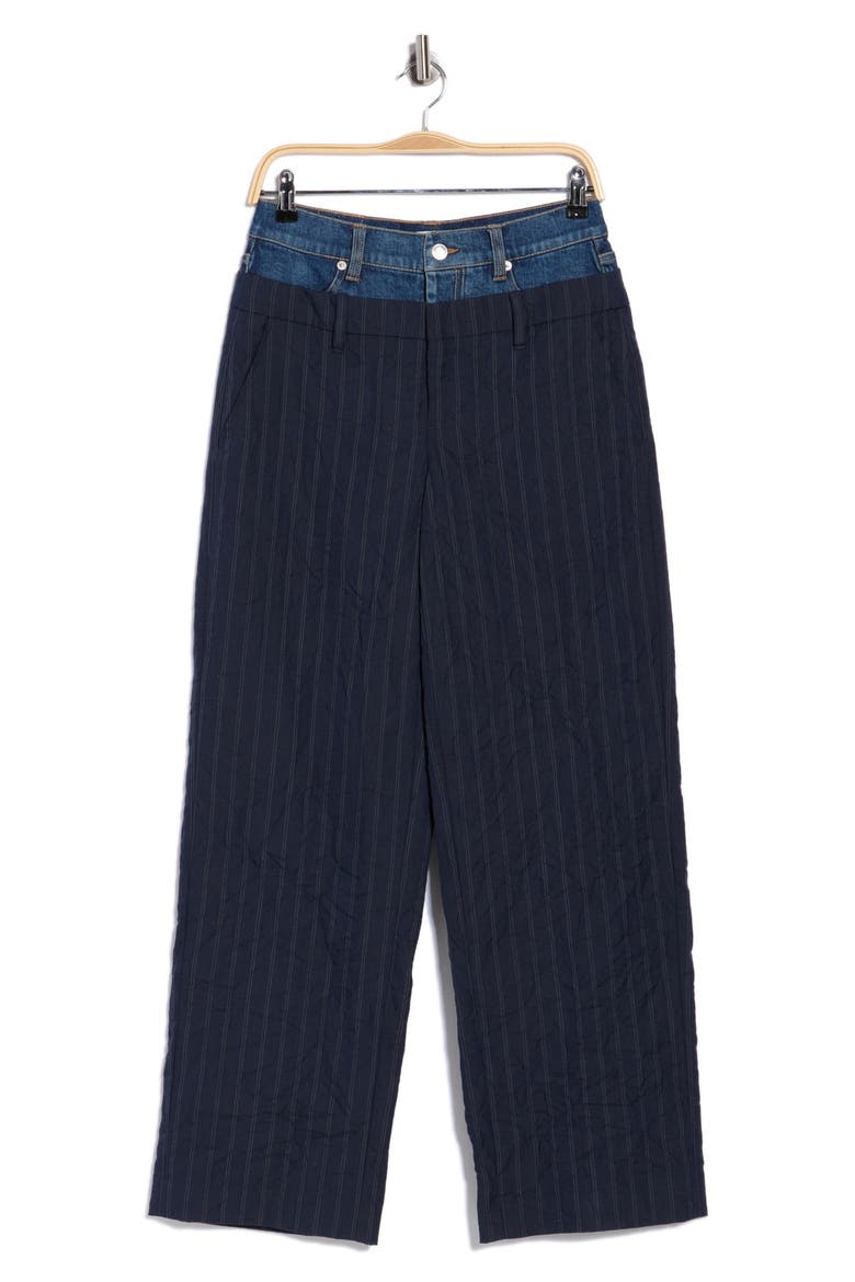 Ophelia Double Waistband Pinstripe Wide Leg Pants, Alternate, color, MIDNIGHT STRIPE