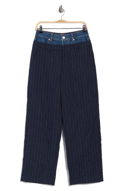 Ophelia Double Waistband Pinstripe Wide Leg Pants