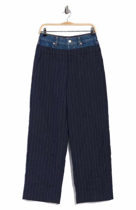 Ophelia Double Waistband Pinstripe Wide Leg Pants