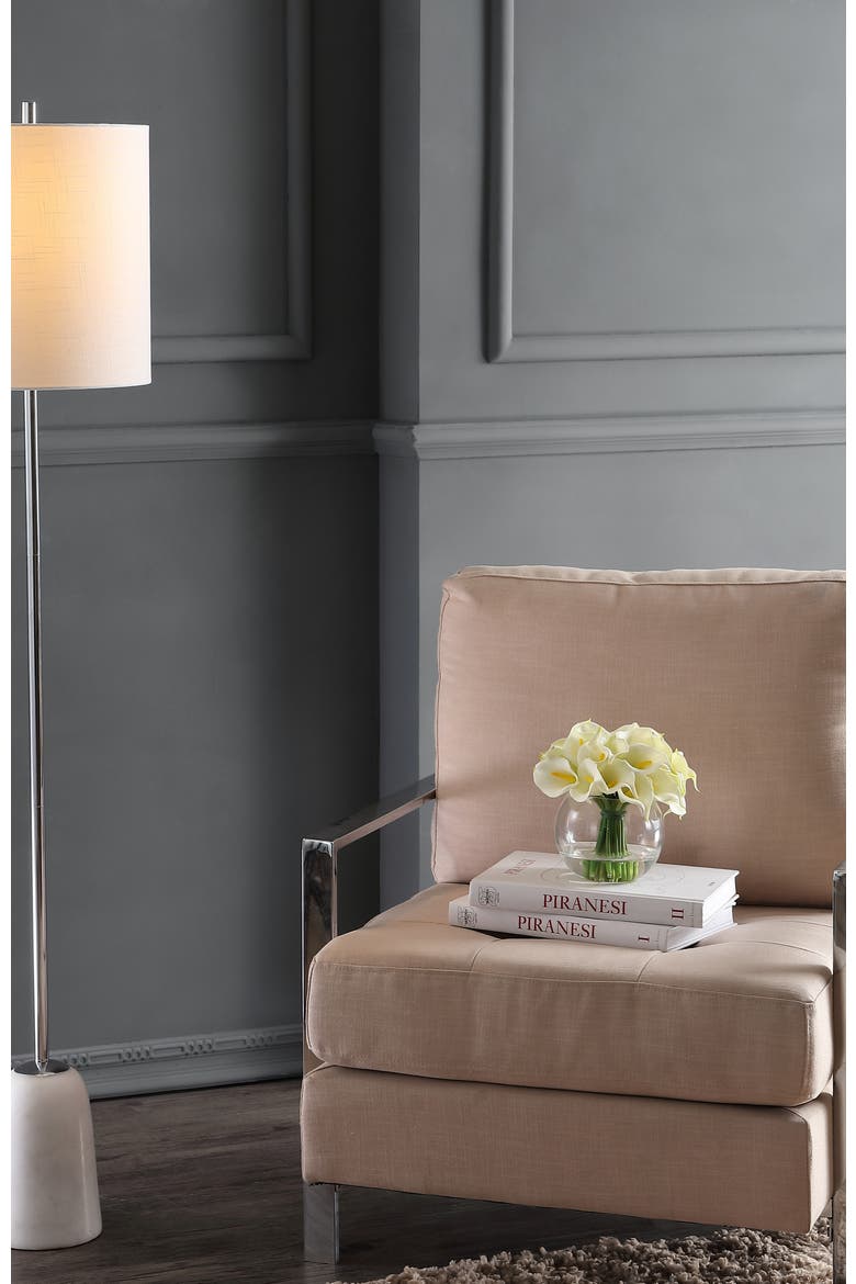 Lincoln 62.5" Marble/Metal LED Floor Lamp, White/Chrome, Alternate, color, Chrome