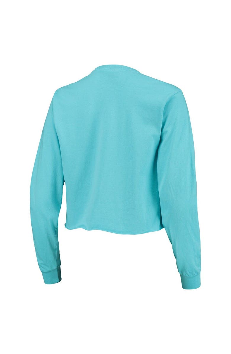 IMAGE ONE Women's Teal Florida Gators Palm Trees Sunset Long Sleeve Crop Top, Alternate, color, 