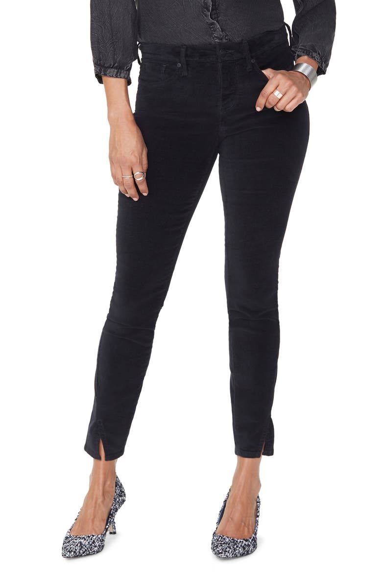 Ami Twisted Seam Split Ankle Skinny Jeans, Main, color, BLACK