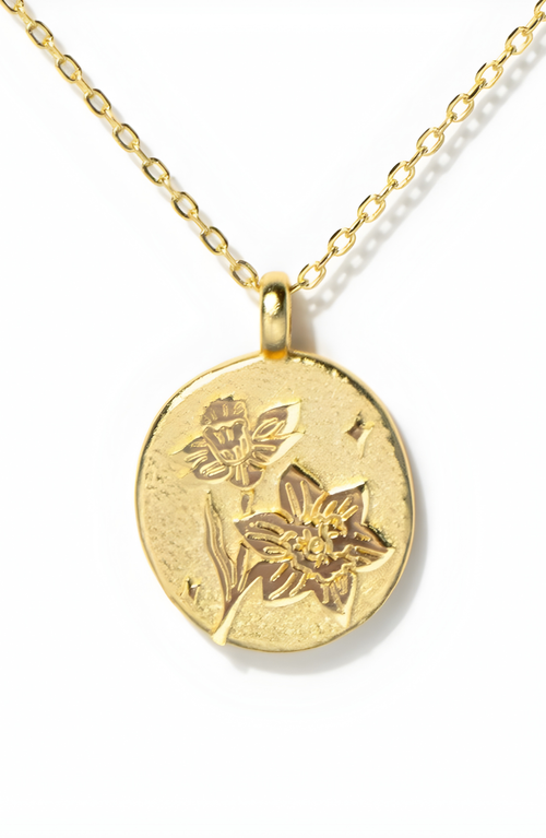 Little Sky Stone Birth Flower Necklace In Daffodil/march