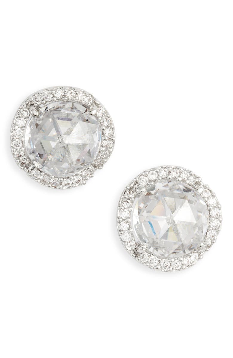 Kate Spade New York that sparkle large pavé stud earrings, Main, color, Clear/ Silver
