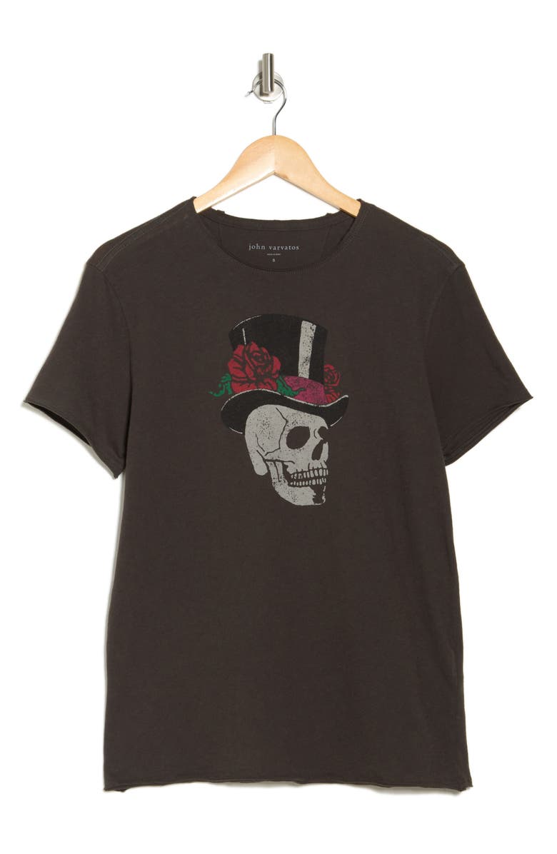 John Varvatos Skull Organic Cotton Graphic T-Shirt, Alternate, color, Charcoal