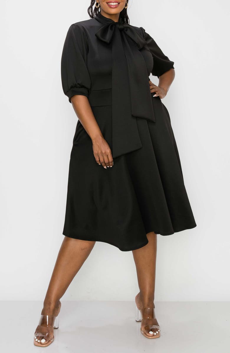 L I V D Carina Donna Fit & Flare Midi Dress, Alternate, color, Black