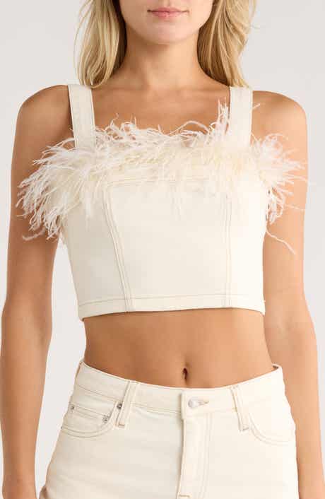 Simkhai Reeves Feather Trim Top