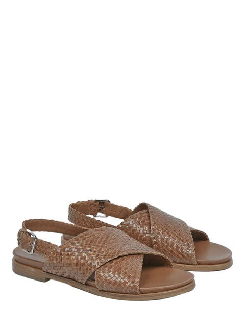 Leather Woven Crossover Sandal