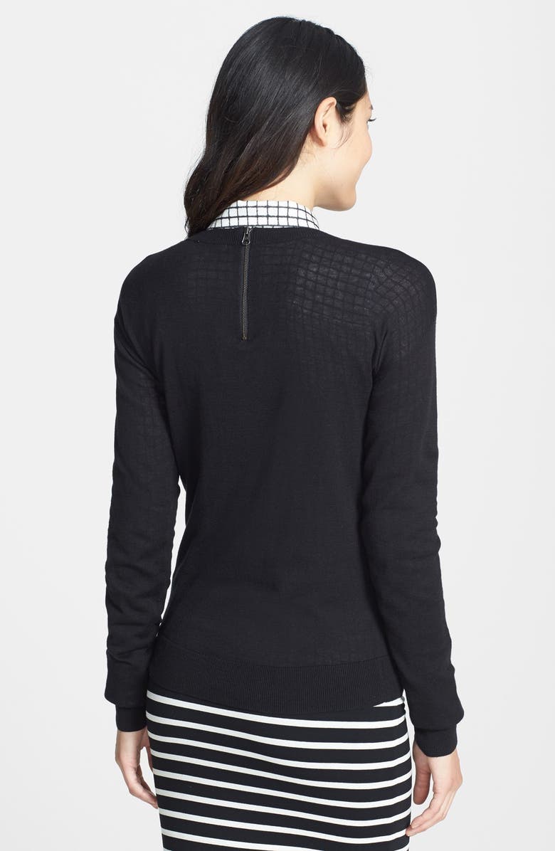 Halogen<sup>®</sup> Camo Front Zip Back Crewneck Sweater, Alternate, color, 