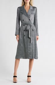 L'AGENCE Moda Glen Plaid Trench Coat