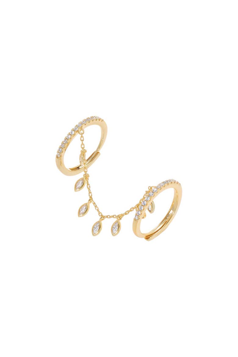 Double Dangling Marquise CZ Double Ring, Main, color, Gold