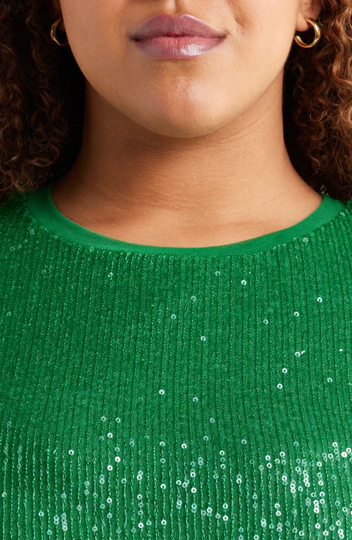 Anne Klein Plus Size Sequin-embellished Short-sleeve Top In Tropical Green