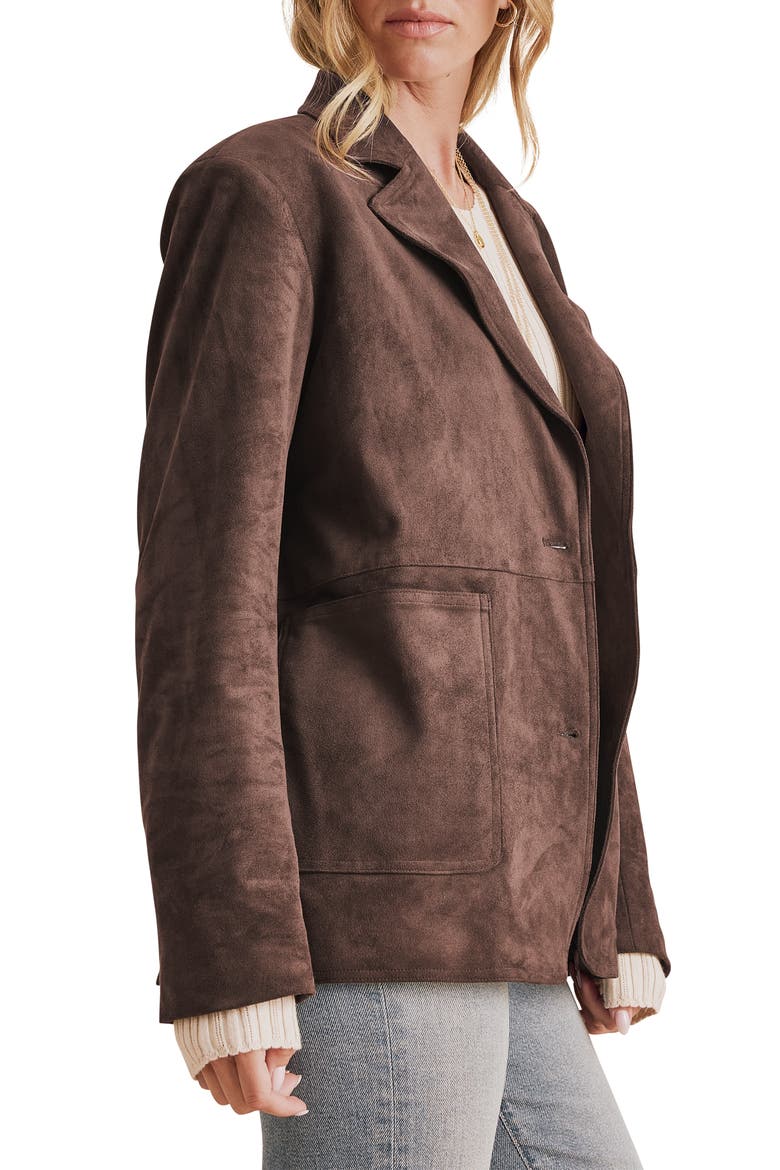 Ryder Faux Suede Blazer, Alternate, color, JAVA BROWN