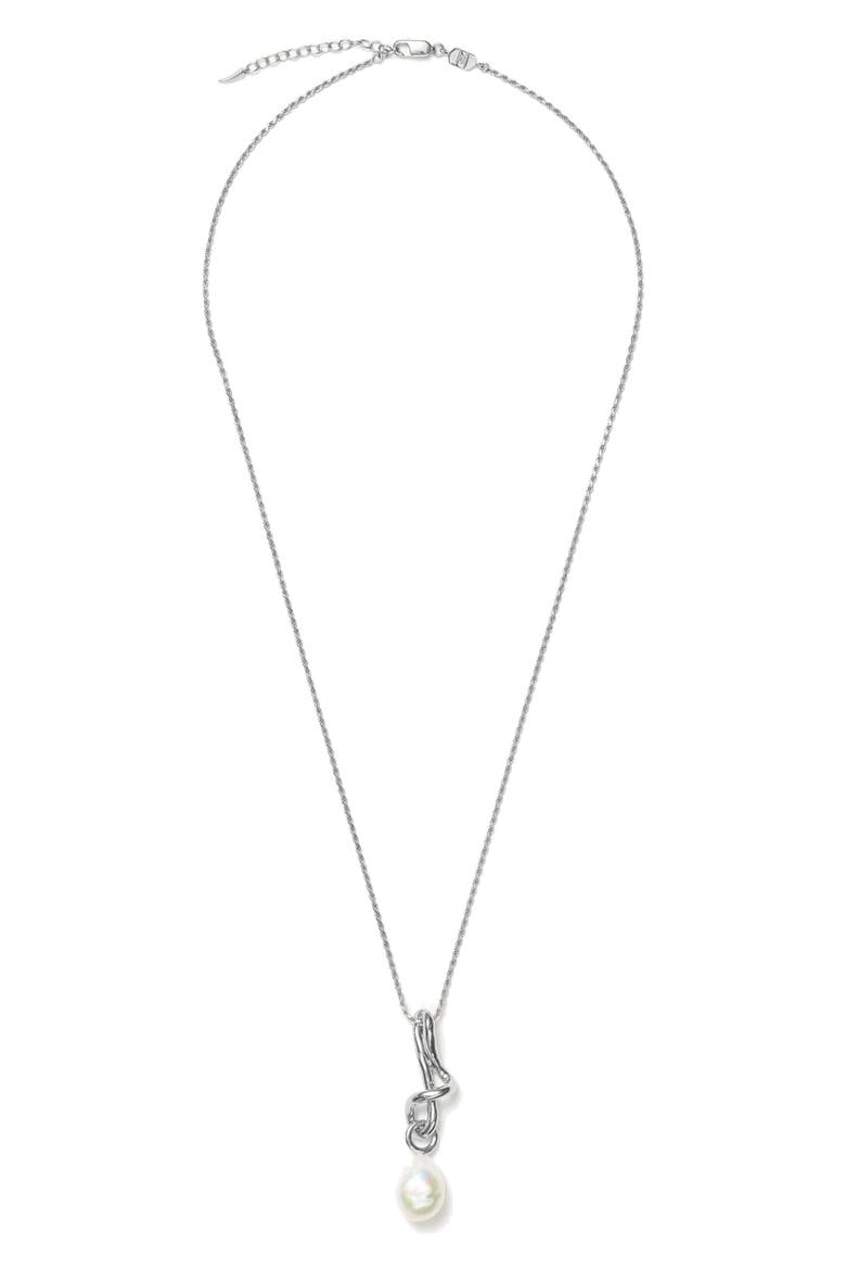 Molten Baroque Pearl Pendant Necklace, Alternate, color, SILVER