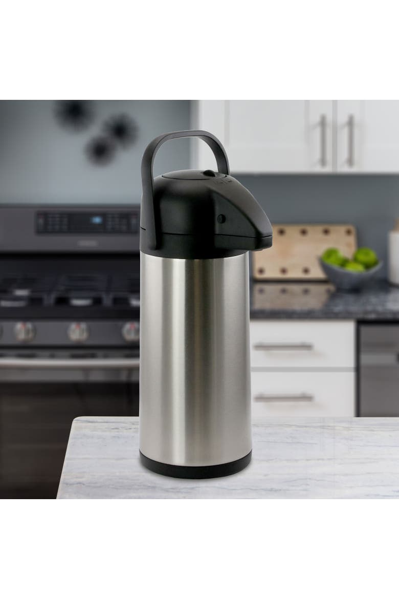 3.17 Quart Stainless Steel Airpot Hot Water Dispenser for Coffee and Tea, Alternate, color, Silver