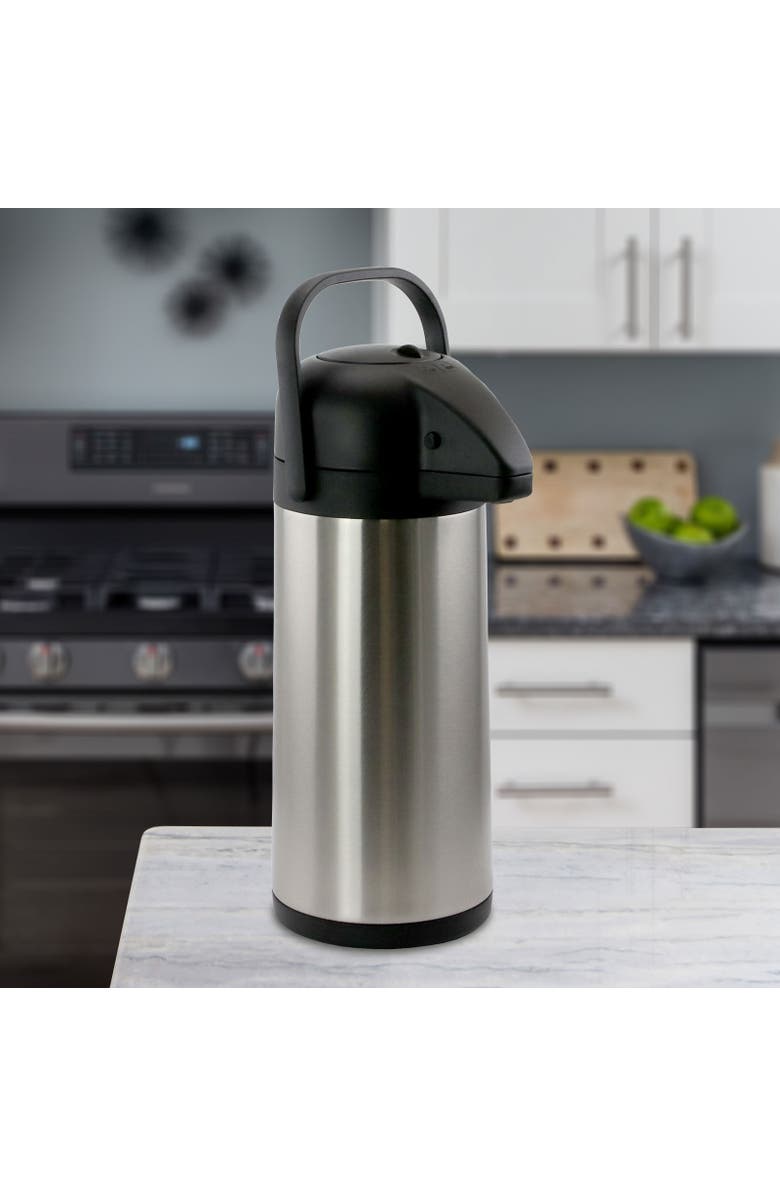 Megachef 3.17 Quart Stainless Steel Airpot Hot Water Dispenser for Coffee and Tea, Alternate, color, Silver