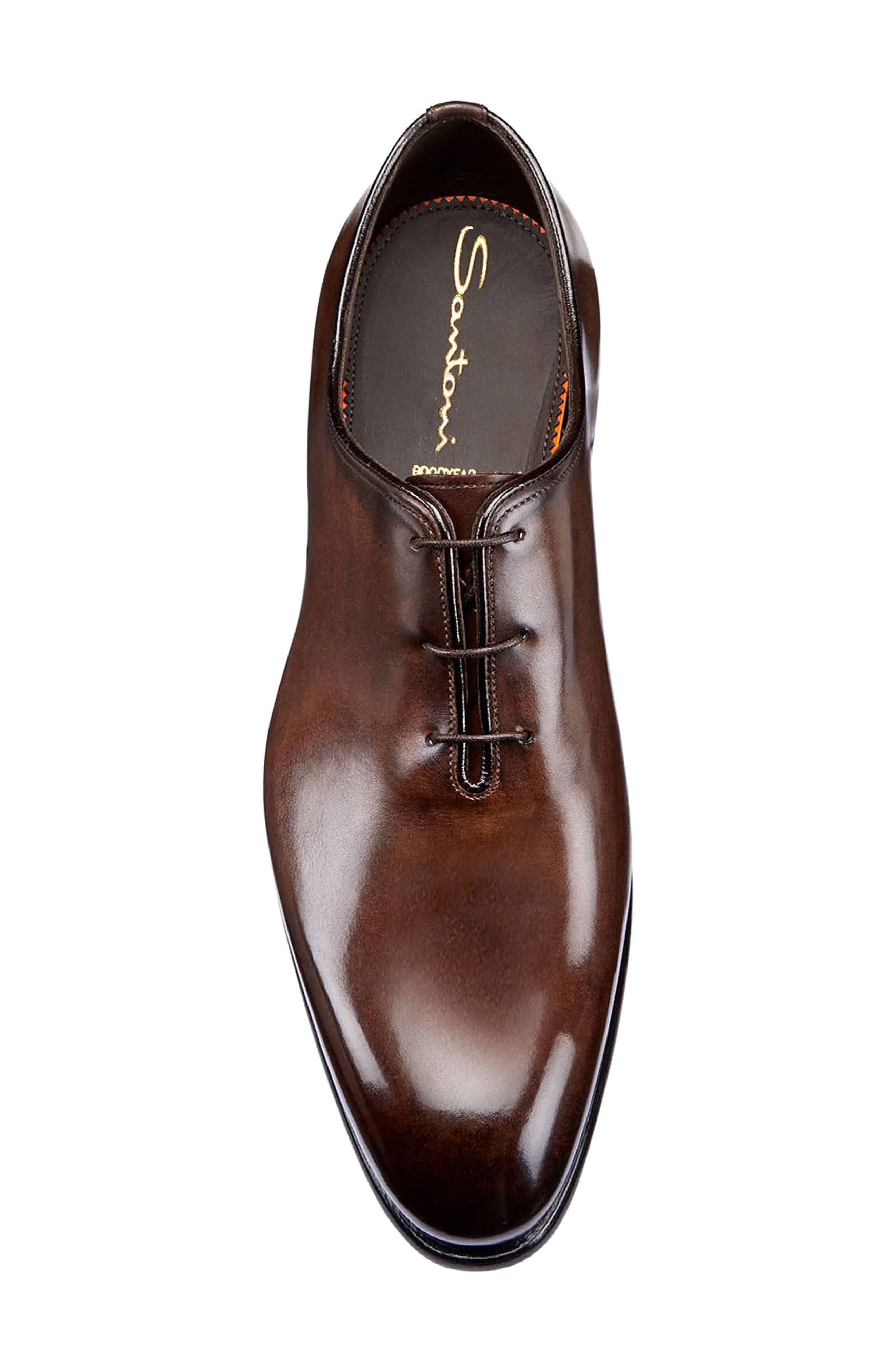 Santoni People Plain Toe Oxford, Alternate, color, Dark Brown