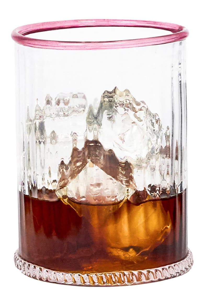 Nell Double Old Fashion Glass Tumbler, Alternate, color, BLUSH