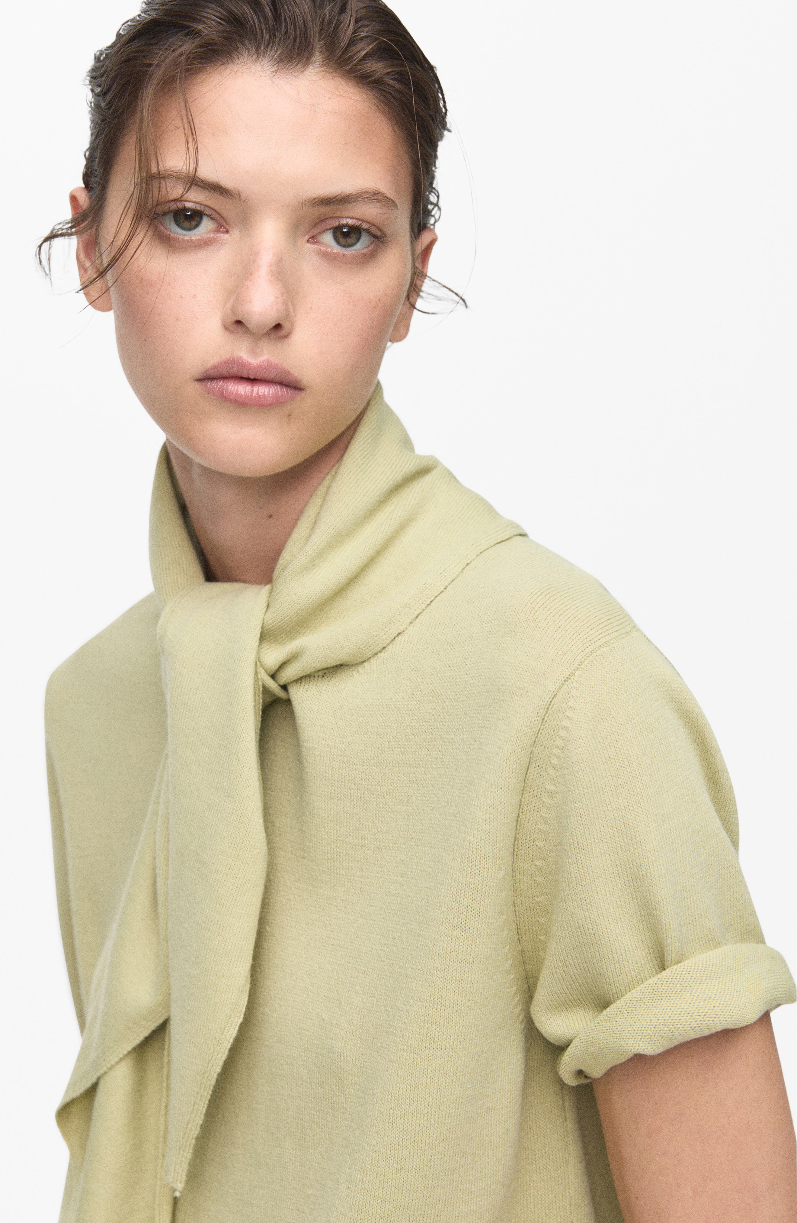 Short Sleeve Sweater with Scarf - image 2