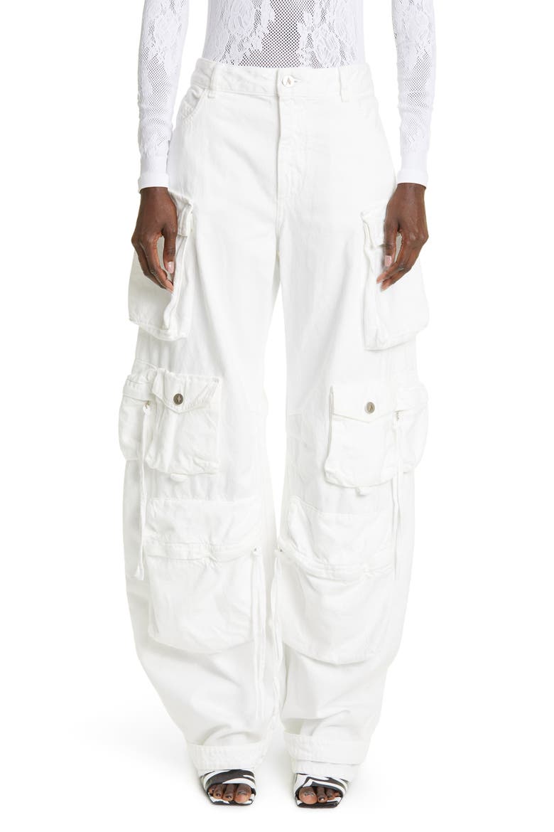 Fern Denim Low Rise Denim Cargo Pants, Main, color, WHITE