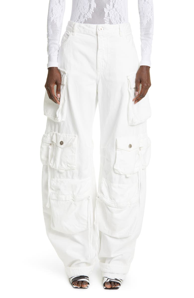 The Attico Fern Denim Low Rise Denim Cargo Pants, Main, color,