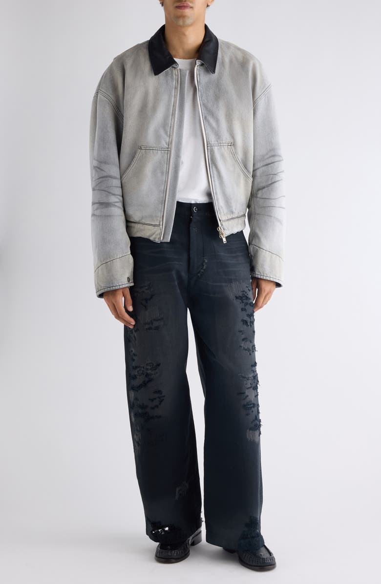 Acne Studios Ohniev Sulphur Fade Denim Jacket, Alternate, color, White/ Black