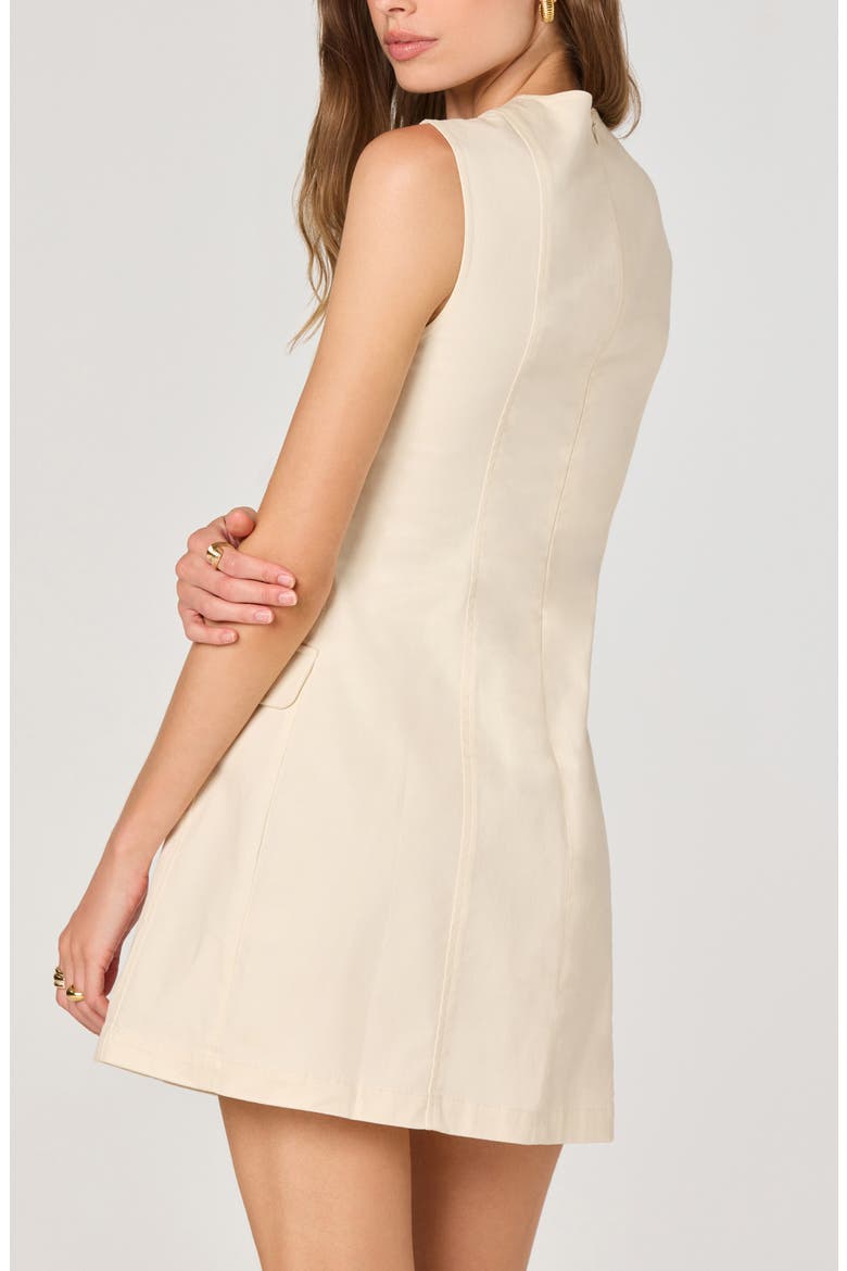 Button Front Stretch Cotton Minidress, Alternate, color, OFF WHITE