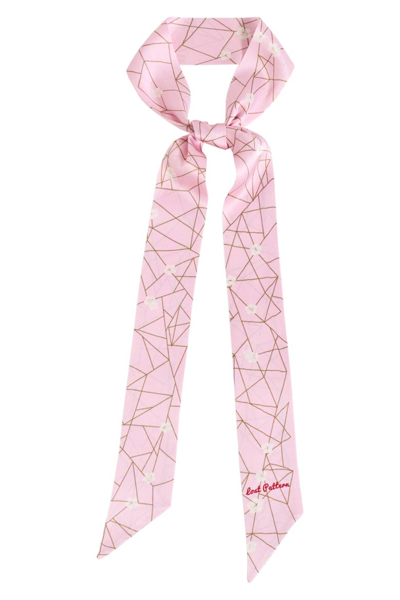 Almond Blossom Skinny Silk Scarf, Main, color, PEACH