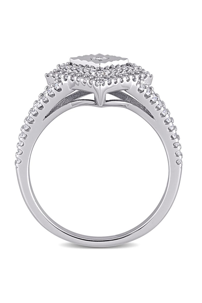 Diamond Halo Split Shank Ring, Alternate, color, Sterling Silver