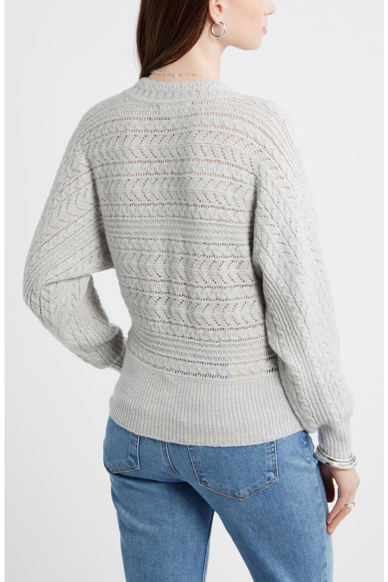 Pointelle Dolman Sleeve Sweater, Alternate, color, GREY LIGHT HEATHER