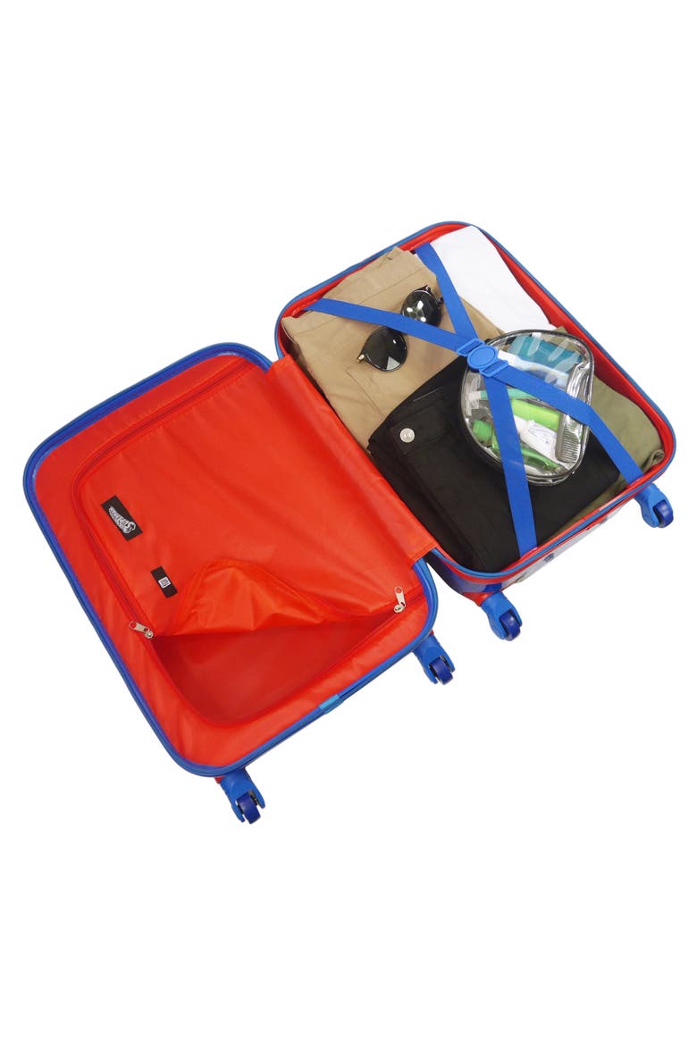 WB Superman kids 20.5" Hard side spinner carry-on luggage, Alternate, color, BLUE