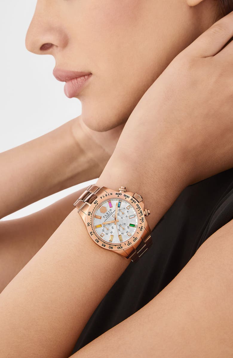 PHILIPP PLEIN SPORT Street Couture Crystal Bracelet Watch, 40mm, Alternate, color, Ip Rosegold