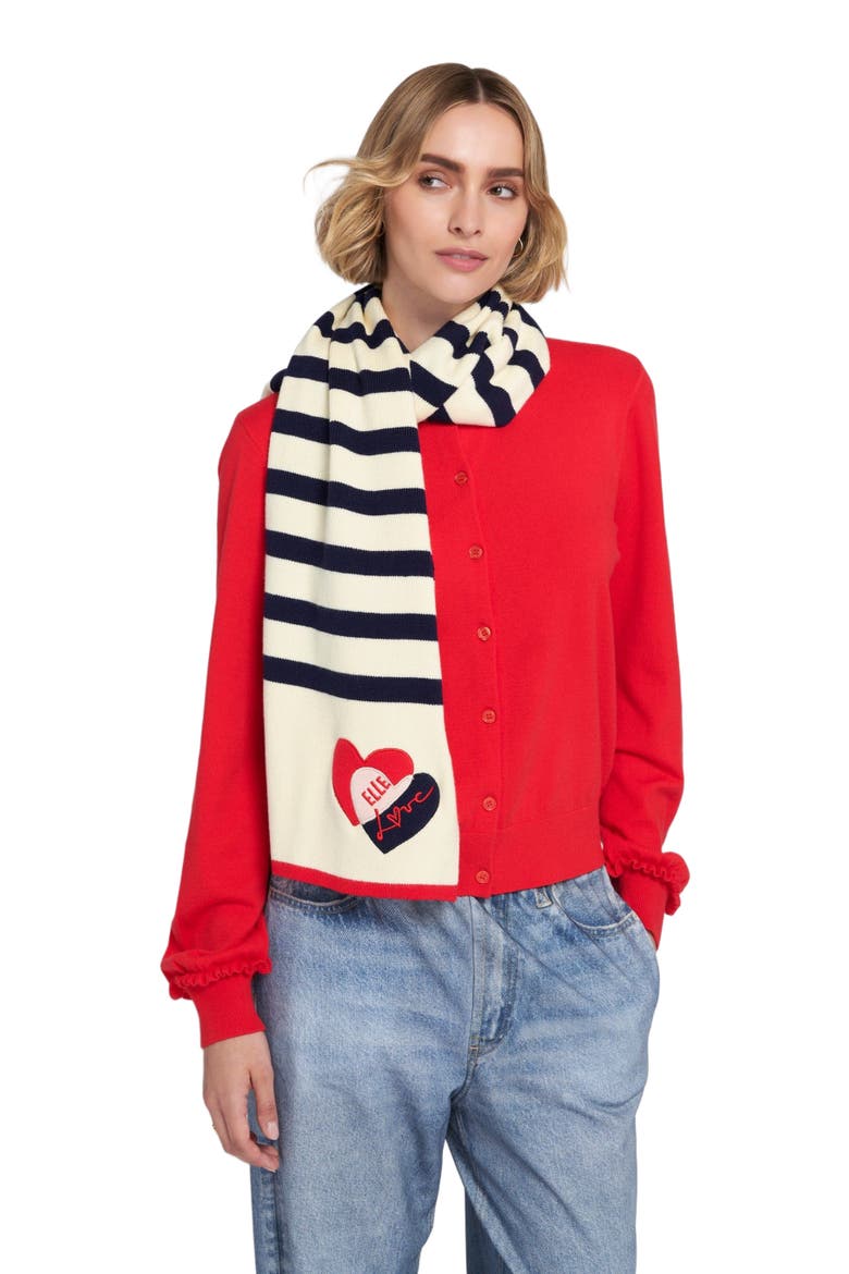 Striped Scarf, Alternate, color, Cream/Navy