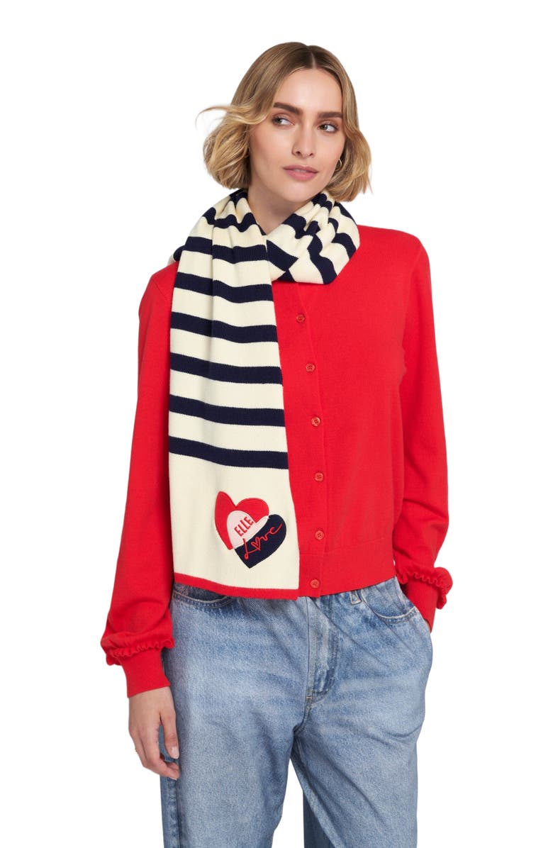 ELLE Collection Striped Scarf, Alternate, color, Cream/Navy