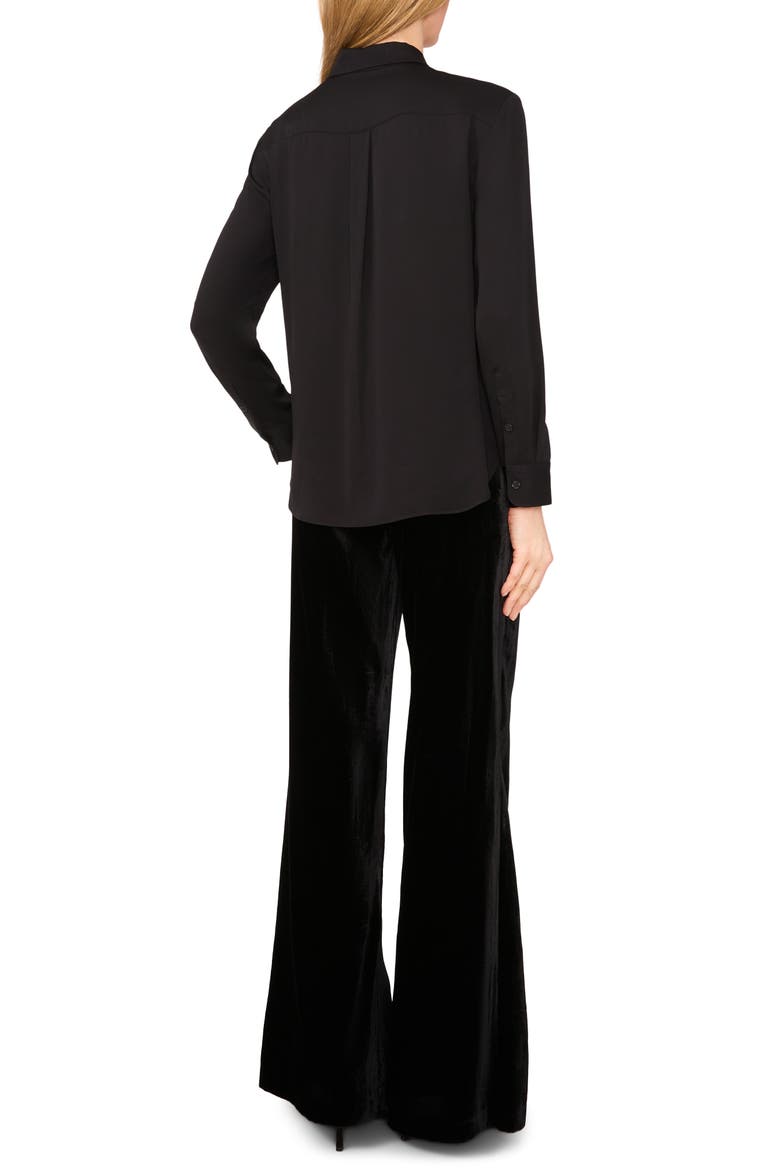 Long Sleeve Georgette Button-Up Shirt, Alternate, color, RICH BLACK