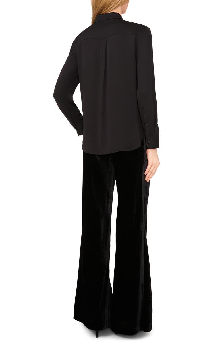 Ted Baker Long Sleeve Georgette Button-Up Shirt, Alternate, color, Rich Black