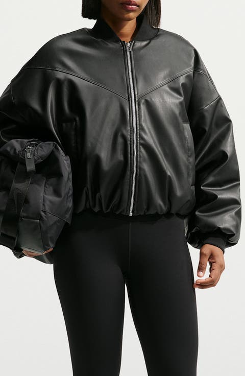 Faux Leather Bomber Jacket