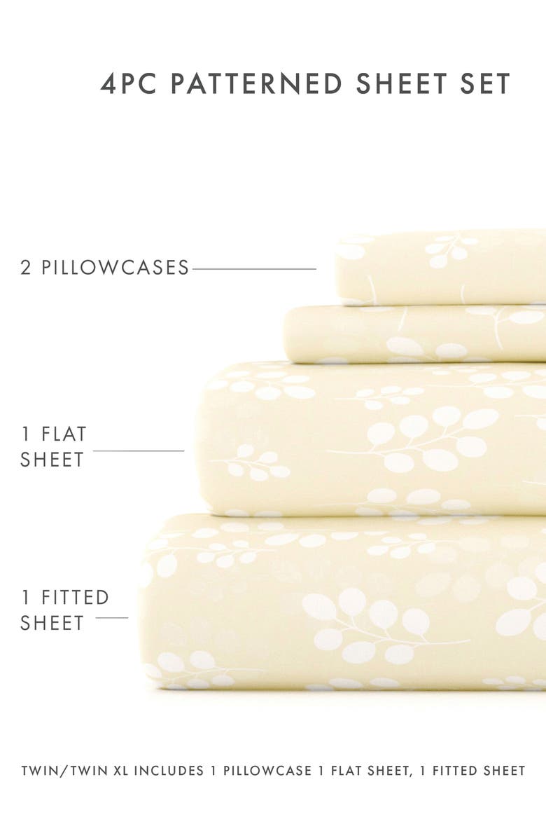 HOMESPUN Home Spun Premium Ultra Soft Wheat Pattern 4-Piece Bed Sheet Set, Alternate, color, Ivory