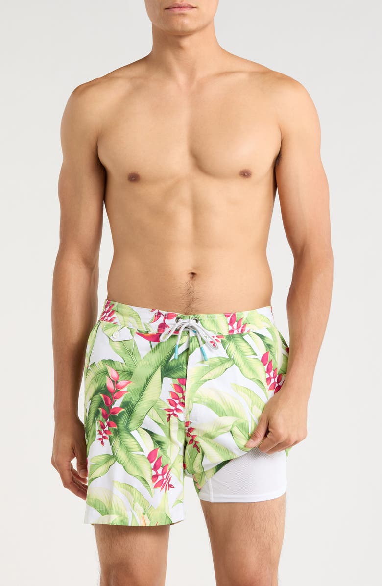 Tommy Bahama Rialto Calypso Fronds Swim Trunks, Alternate, color, White